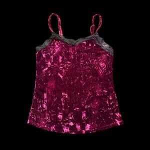 Burgundy Rue21 Velvet Top with Black Lace Detailing